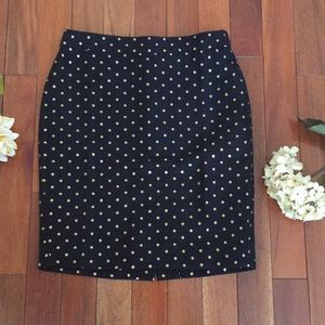 J. Crew Gold Polka Dot The Pencil Skirt SZ 6
